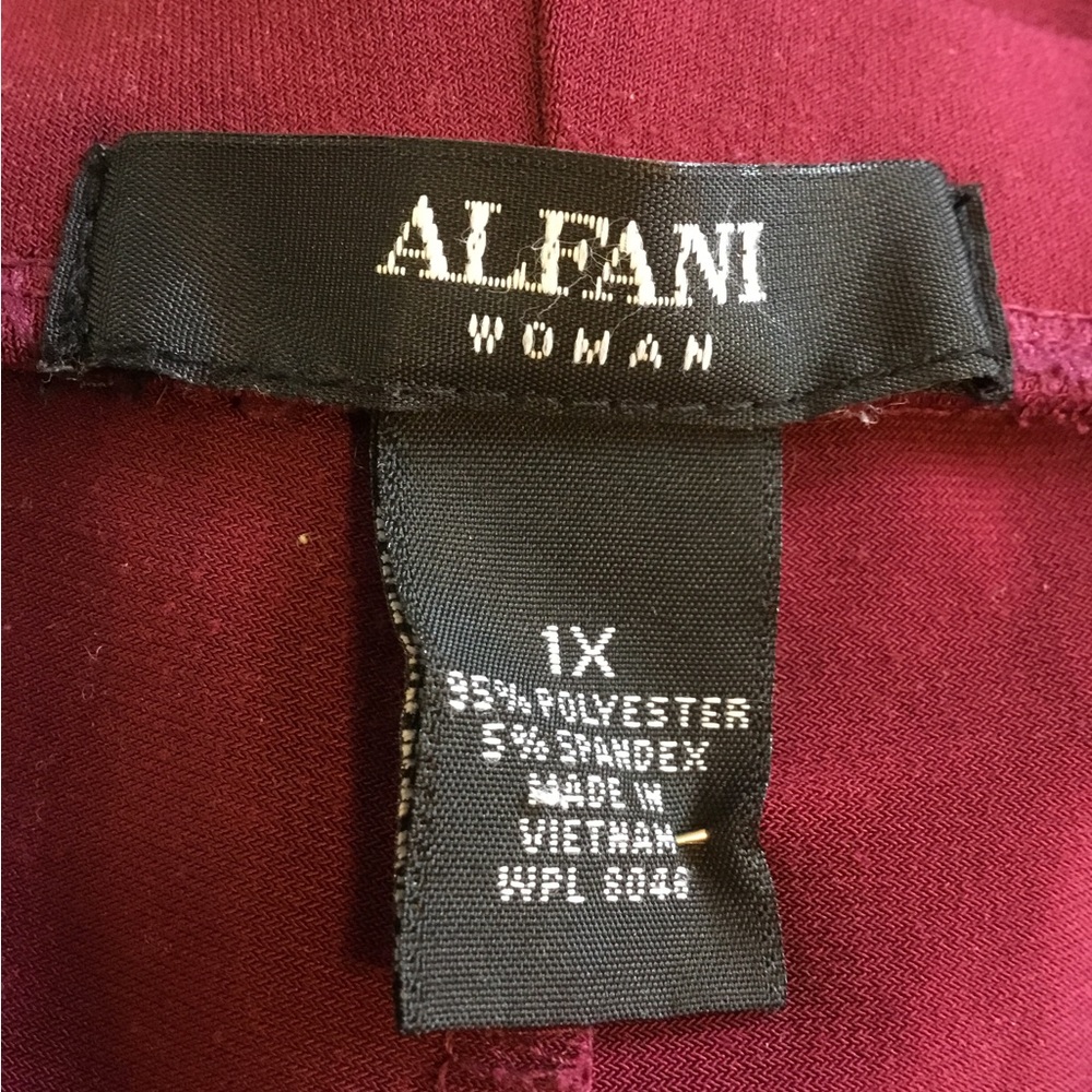 ALFANI MAROON SLACKS 1X Tall woman’s Polyester spandex stretchy. Pull on style - Picture 3 of 6
